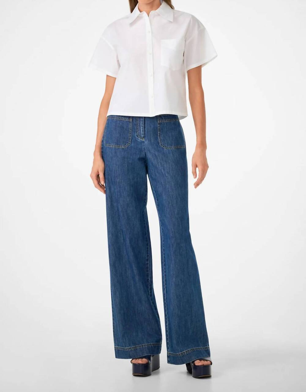 NEW TRINA TURK komore cropped button-front top in white